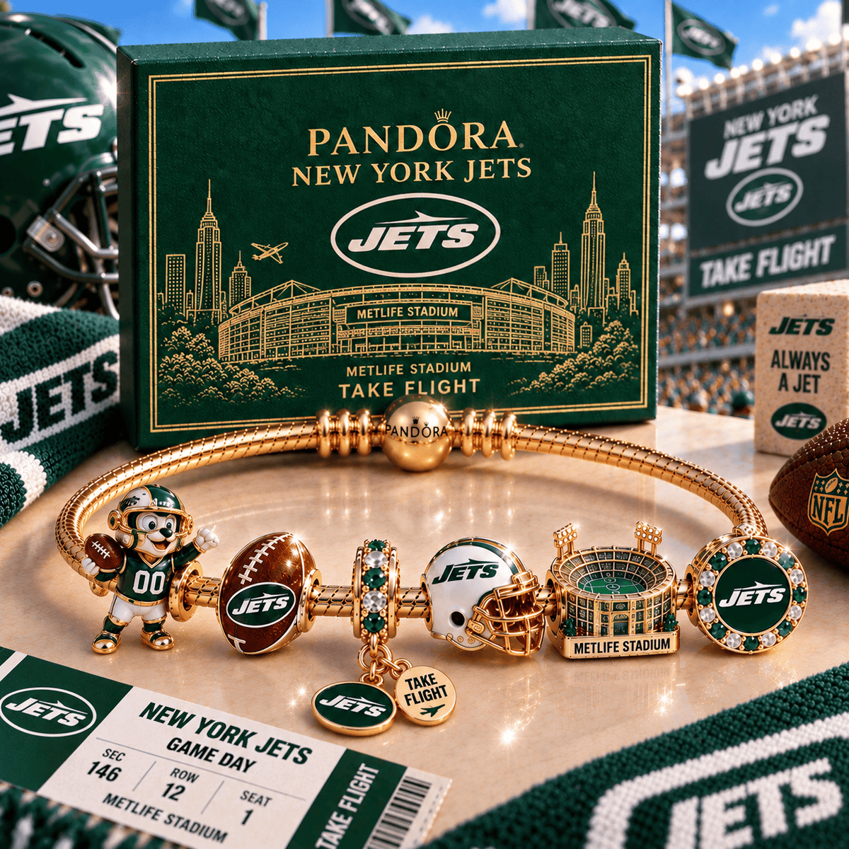 NYJ Gold Charm Bracelet Set NHVH