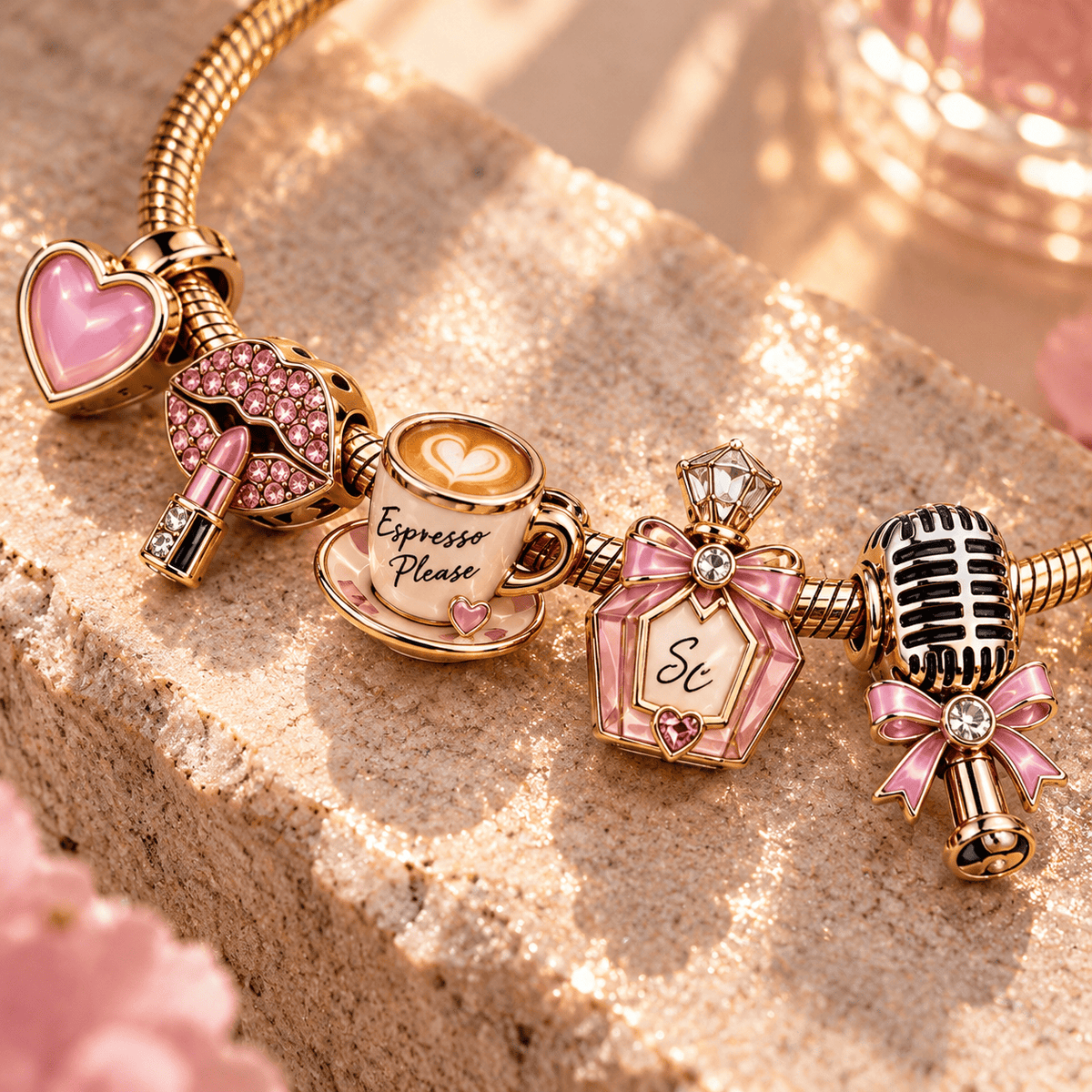 SBCP Gold Charm Bracelet Set TTN