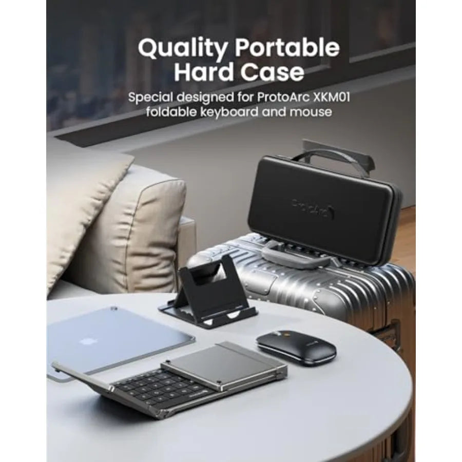 Business travel foldable keyboard and mouse combo XKM01: full-size wireless folding design in black ultra-portable lightweight
