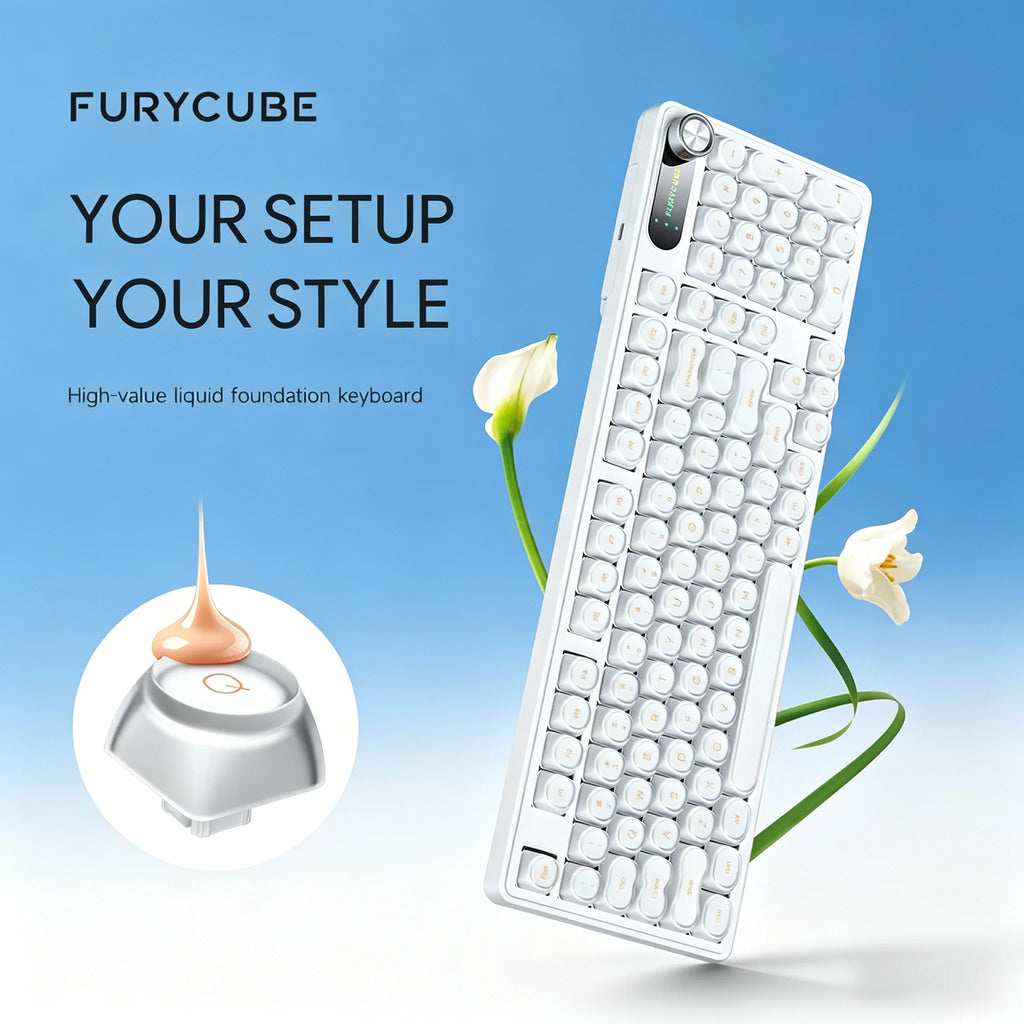 2026 latest wireless Bluetooth mechanical mute keyboard, liquid foundation keyboard, the third mock examination connection, supp
